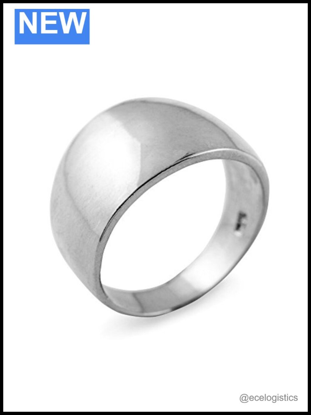 Cigar Ring Band High Polish 925 Sterling Silver Size 7.5